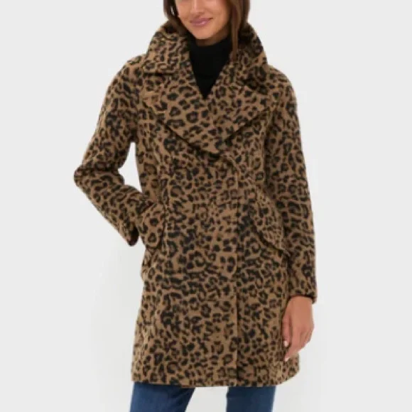 Tuckernuck Coat Leopard Brushed Wool Harley Peacoat Overcoat Sz L - Picture 9 of 15